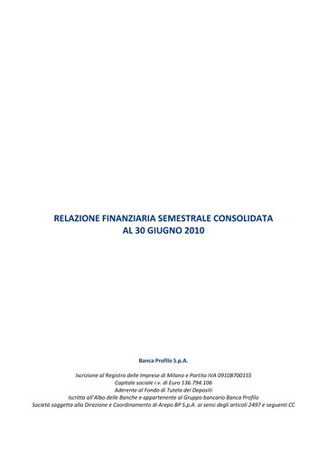 Miniature Banca Profilo Rapport semestriel 2010