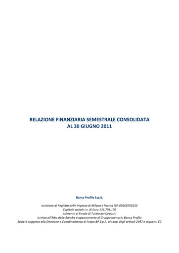 Miniature Banca Profilo Rapport semestriel 2011