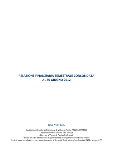 Miniature Banca Profilo Rapport semestriel 2012