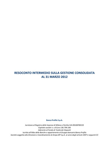 Miniature Banca Profilo Rapport trimestriel 2012-q1