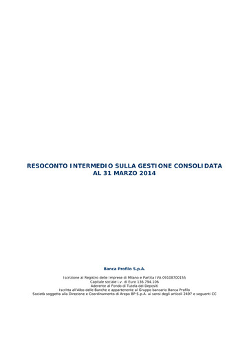 Miniature Banca Profilo Rapport trimestriel 2014-q1