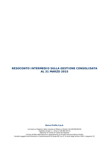 Miniature Banca Profilo Rapport trimestriel 2015-q1
