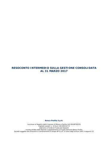 Miniature Banca Profilo Rapport trimestriel 2017-q1