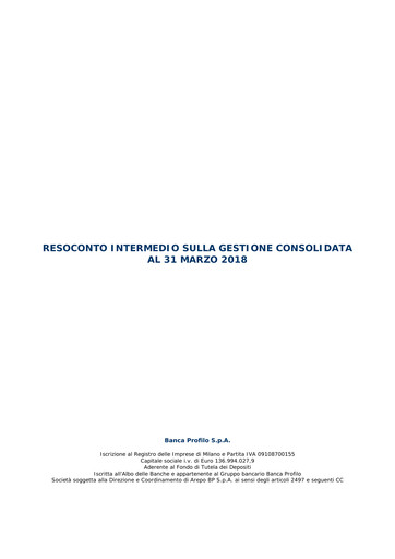 Miniature Banca Profilo Rapport trimestriel 2018-q1