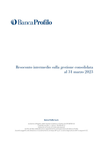 Miniature Banca Profilo Rapport trimestriel 2023-q1