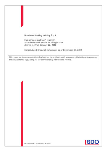 Thumbnail Dominion Hosting Financial Statement 2022