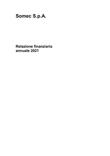 Miniature Somec S.p.A. Rapport annuel 2021