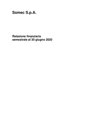 Miniature Somec S.p.A. Rapport semestriel 2020-h1