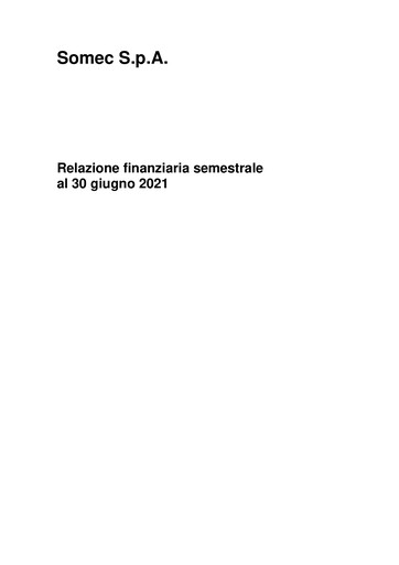 Miniature Somec S.p.A. Rapport semestriel 2021-h1