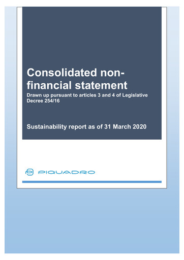 Thumbnail Piquadro Sustainability Report 2019-2020