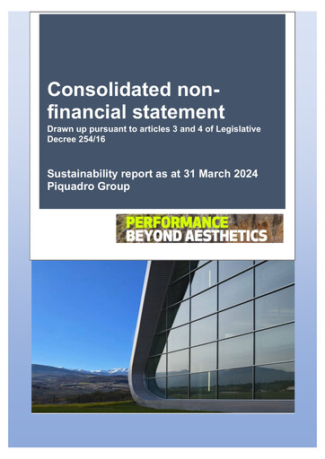 Thumbnail Piquadro Sustainability Report 2023-2024
