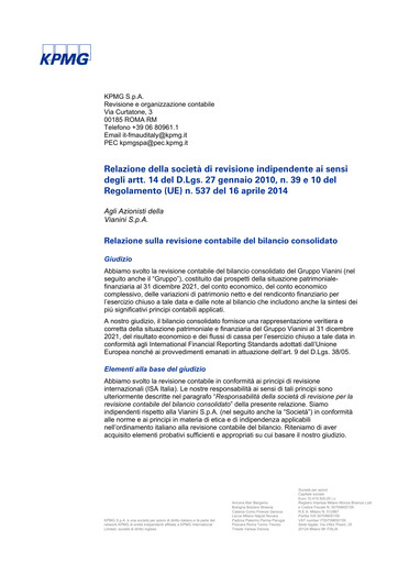 Miniature Vianini Bilan financier 2021