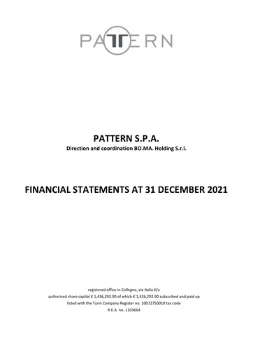Miniature Pattern S.p.A. Bilan financier 2021