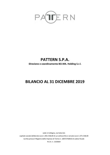 Miniature Pattern S.p.A. Bilan financier 2019