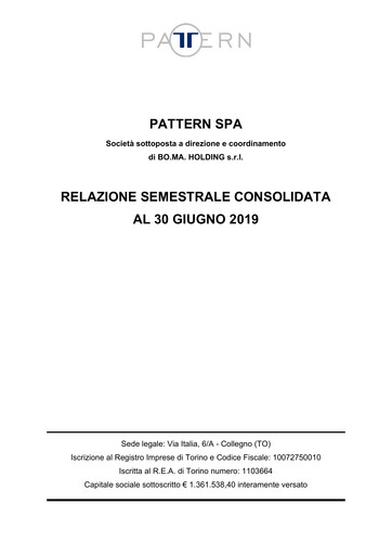 Thumbnail Pattern S.p.A. Half-year Report 2019-h1