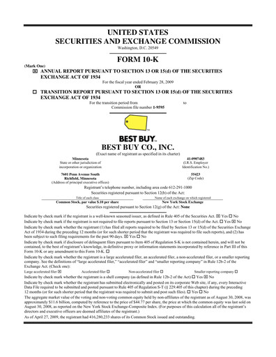 Thumbnail Best Buy Annual Report 2008-2009
