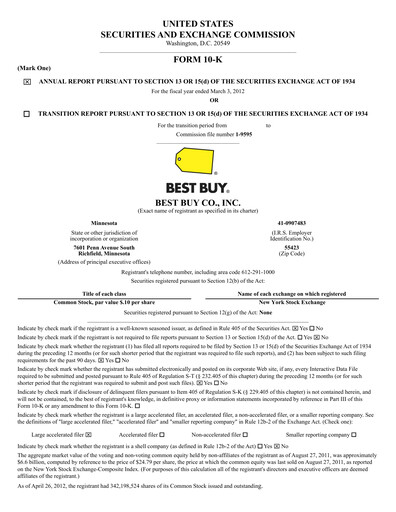 Thumbnail Best Buy Annual Report 2011-2012