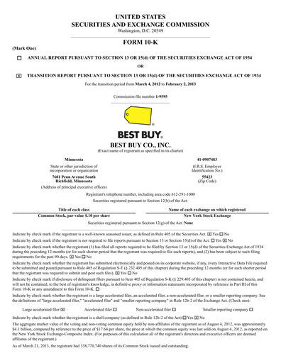 Thumbnail Best Buy Annual Report 2012-2013