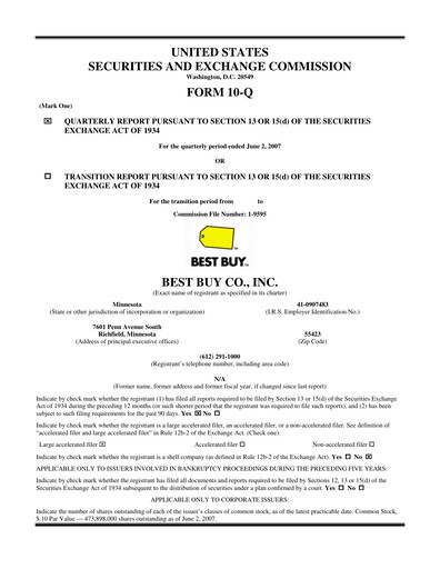 Thumbnail Best Buy Quarterly Report 2008-q1