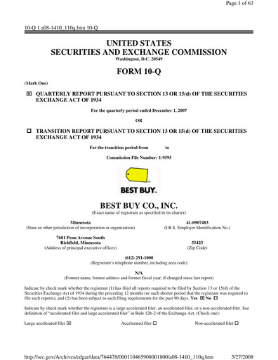 Thumbnail Best Buy Quarterly Report 2008-q3