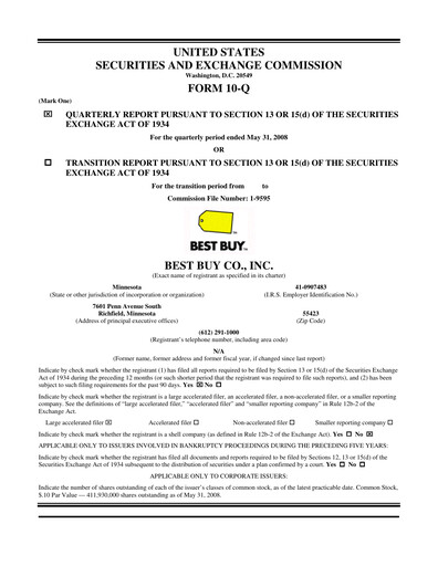 Thumbnail Best Buy Quarterly Report 2009-q1