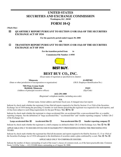 Thumbnail Best Buy Quarterly Report 2009-q2