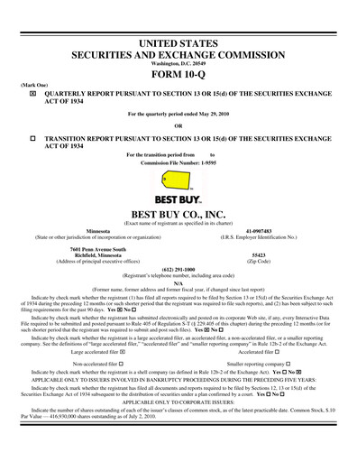 Thumbnail Best Buy Quarterly Report 2011-q1