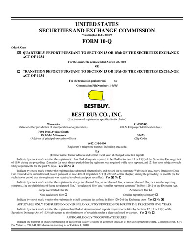 Thumbnail Best Buy Quarterly Report 2011-q2