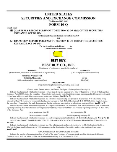 Thumbnail Best Buy Quarterly Report 2011-q3