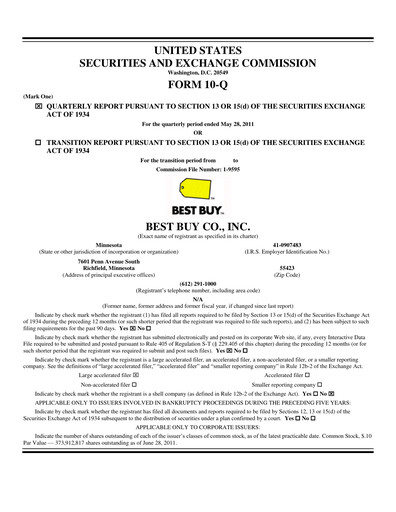 Thumbnail Best Buy Quarterly Report 2012-q1