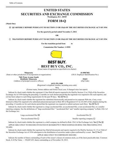 Thumbnail Best Buy Quarterly Report 2013-q3