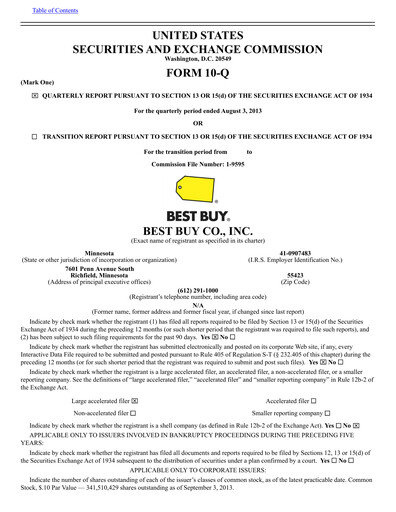 Thumbnail Best Buy Quarterly Report 2014-q2