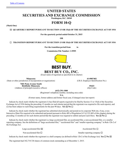 Thumbnail Best Buy Quarterly Report 2016-q3