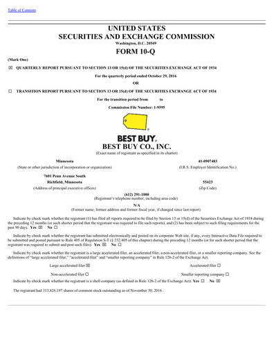 Thumbnail Best Buy Quarterly Report 2017-q3