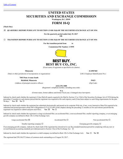 Thumbnail Best Buy Quarterly Report 2018-q2