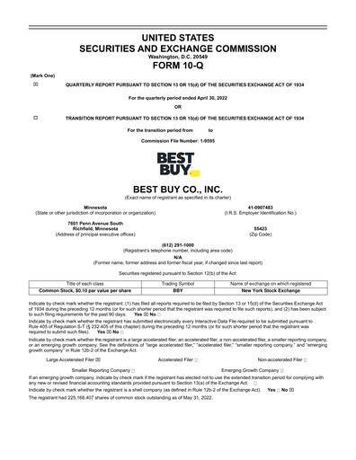 Thumbnail Best Buy Quarterly Report 2023-q1