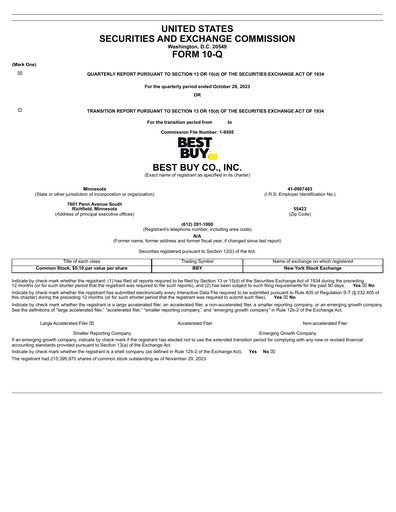 Thumbnail Best Buy Quarterly Report 2024-q3