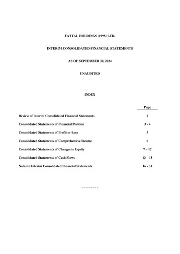 Vorschaubild Fattal Holdings (Leonardo Hotels) Finanzmitteilung 2024-9m