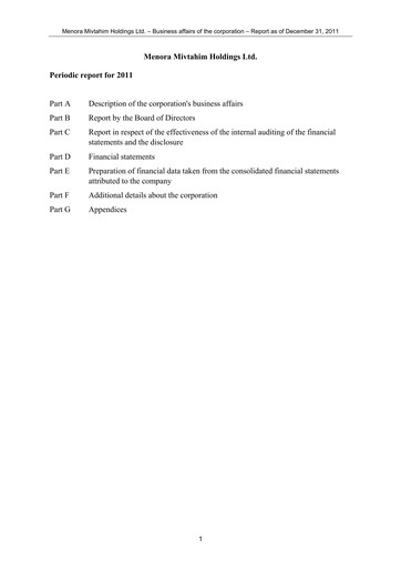 Thumbnail Menora Mivtachim Holdings Annual Report 2011