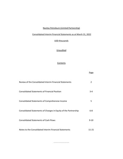 Vorschaubild Navitas Petroleum Quartalsbericht 2022-q1