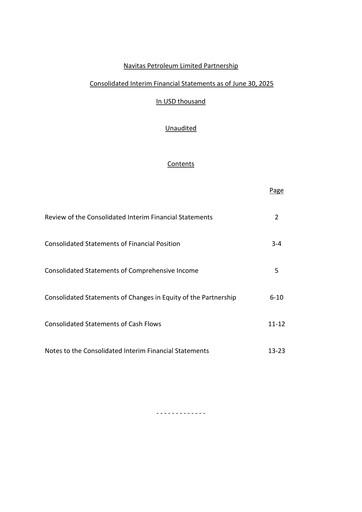 Thumbnail Navitas Petroleum Quarterly Report 2025-q2