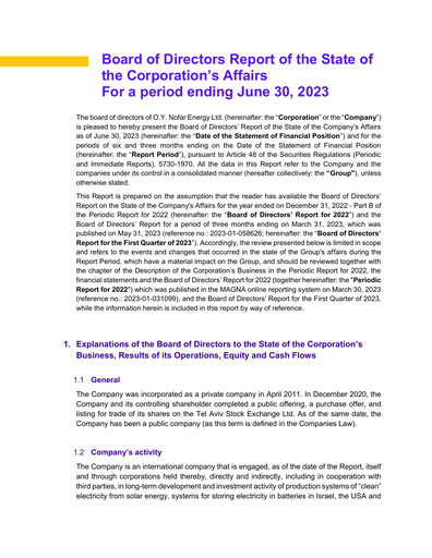 Thumbnail O.Y. Nofar Energy Half-year Report 2023-h1