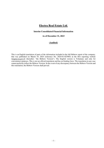 Thumbnail Electra Real Estate Financial Report 2023