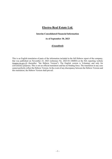 Thumbnail Electra Real Estate Quarterly Report 2023-q3