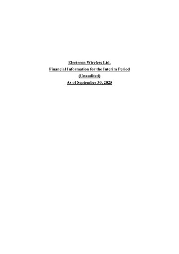Miniature Electreon Wireless Rapport trimestriel 2025-q3