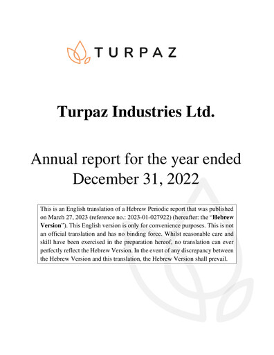 Miniature Turpaz Industries Rapport annuel 2022