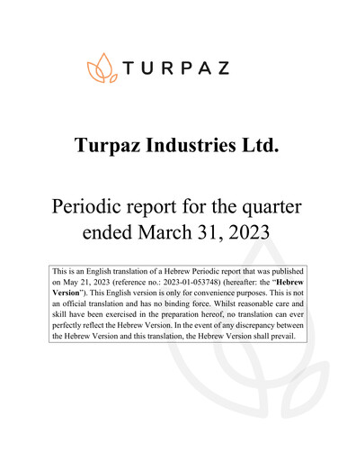 Miniature Turpaz Industries Rapport trimestriel 2023-q1