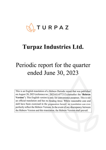 Miniature Turpaz Industries Rapport trimestriel 2023-q2