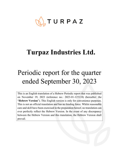 Miniature Turpaz Industries Rapport trimestriel 2024-q3