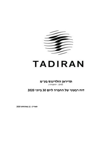 Miniature Tadiran Group Rapport trimestriel 2020-q2